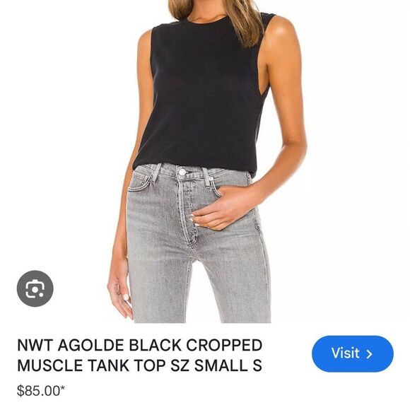 AGOLDE Cropped Muscle Tank Top M - Picture 2 of 6